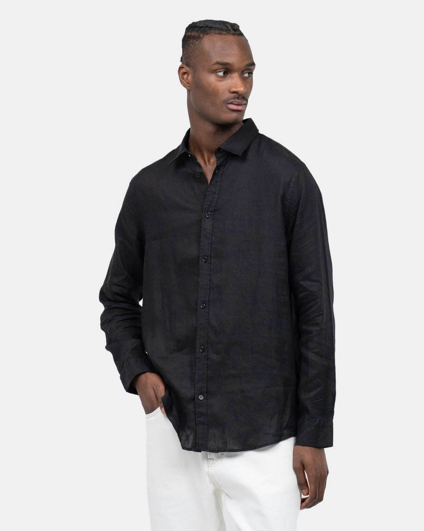 Langærmet Hørskjorte Sort | Skagen - clothing.dk